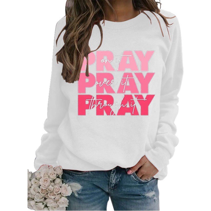 Amazon en stock suéter de cuello redondo simple top de manga larga ORAR onit ORAR oues impreso suéter