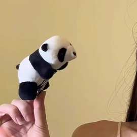 趴在你身上的可爱熊猫发夹毛茸公仔立体卡通创意发夹发圈皮筋头箍