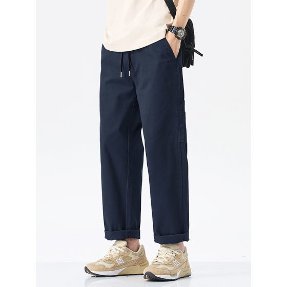 Minger | American fashion brand stitching work casual pants men's trendy solid color all-match loose straight cotton pants