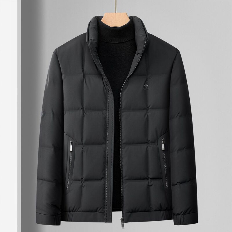 Men's Short down Jacket 90 White Duck down Stand Collar Winter Men's New Style Young and Middle-Aged Business Casual Cold-Proof Jacket