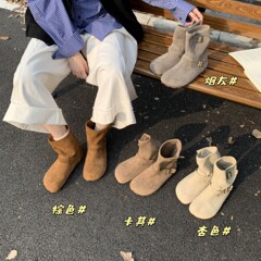 韩版氛围感皮带扣马丁靴女2025秋季新款设计感短筒博肯靴