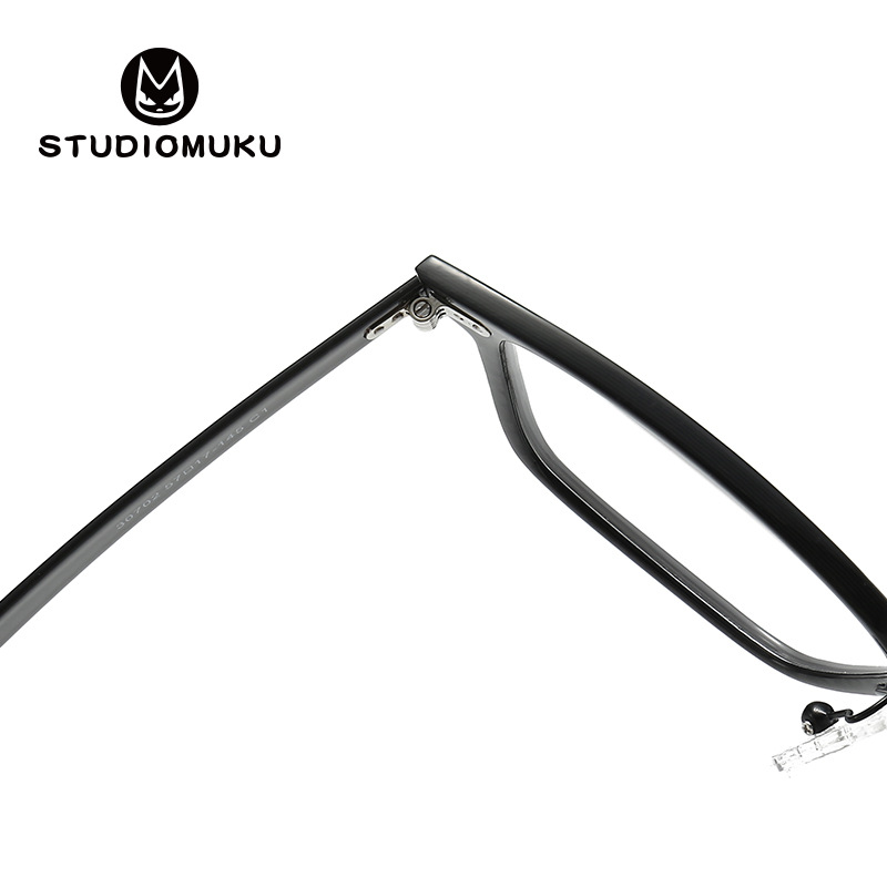 STUDIOMUKU madera fresca gafas de fibra de carbono doméstica miopía gafas marco ligero negro marco cuadrado liso gafas
