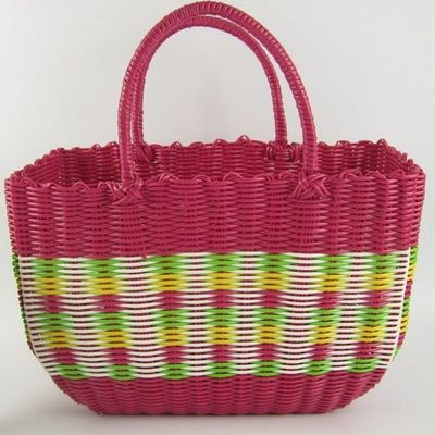 塑料編織購物籃手提菜籃子寵物框買菜洗澡籃浴室藤編浴筐收納野餐