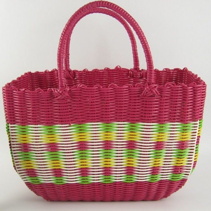 塑料編織購物籃手提菜籃子寵物框買菜洗澡籃浴室藤編浴筐收納野餐