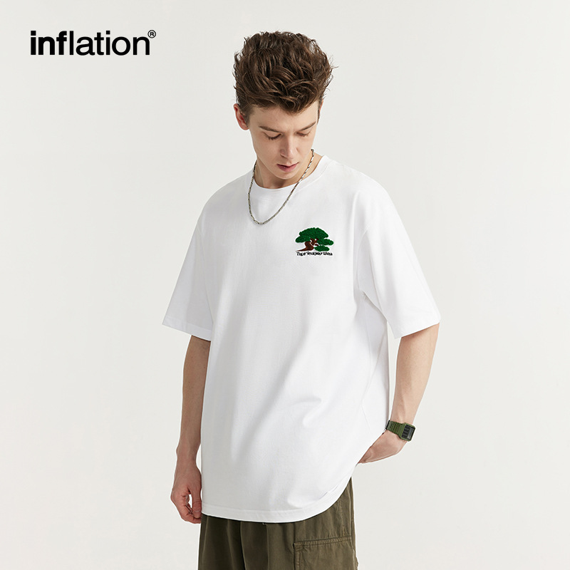 Ropa para Hombre Jie Zhan | Camiseta de manga corta para hombre, estilo casual, con bordado de pino, nueva colección primavera/verano 2025, marca de moda, estilo simple y personalidad.