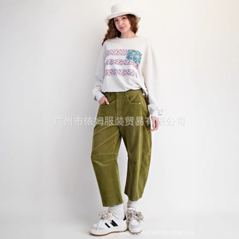 Amazon 25 秋の新作クロスボーダーヨーロッパとアメリカの服ルーズカジュアルマルチカラーカジュアルパンツレトロ作業服ズボン女性用|undefined