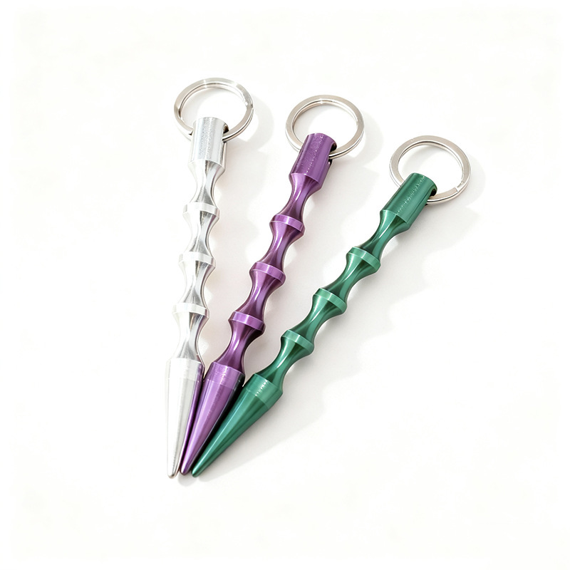 Colorful Aluminum Alloy Anti-Wolf Cone Keychain, Portable Self-Defense Window-Breaking Tactical Pen for Women, Outdoor Multi-Functional Self-Defense Tool