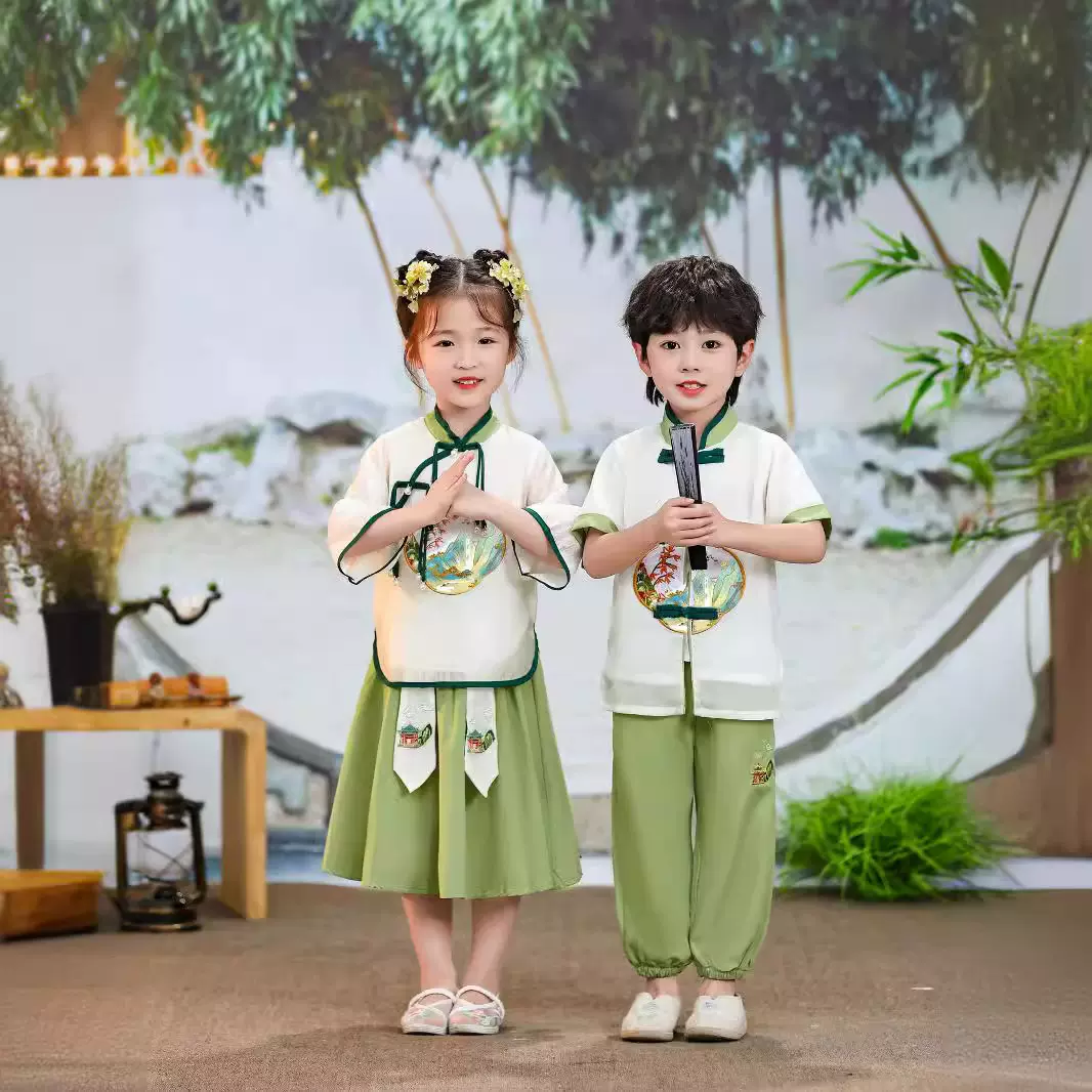 六一儿童汉服中式春秋夏季男生幼儿园国风唐装女宝古装合唱演出服