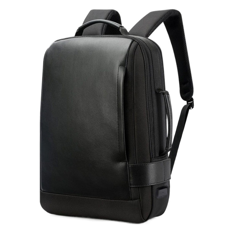 大容量旅行バッグ拡張機能付きバックパック、高級感のある海外出張用メンズビジネス防水耐衝撃パソコンバックパック