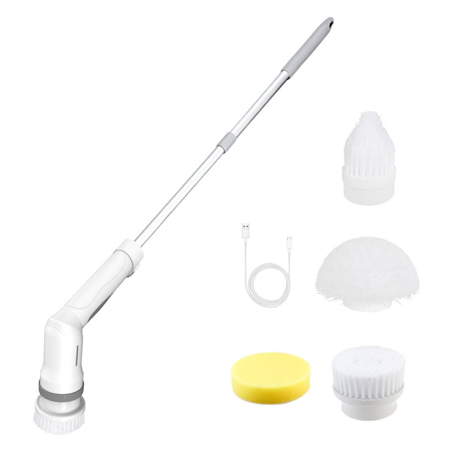 Cepillo de limpieza eléctrico corto de alta potencia, cepillo giratorio eléctrico inalámbrico de mano, cepillo para lavar platos de vidrio para pisos de cocina