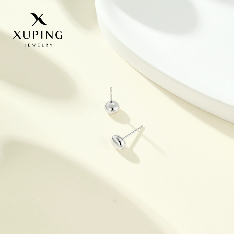 Xuping joyas irregulares brillante agujas rectas orejas de aguja chatter con el mismo estilo simple diario fácil de poner pendientes de arroz al por mayor