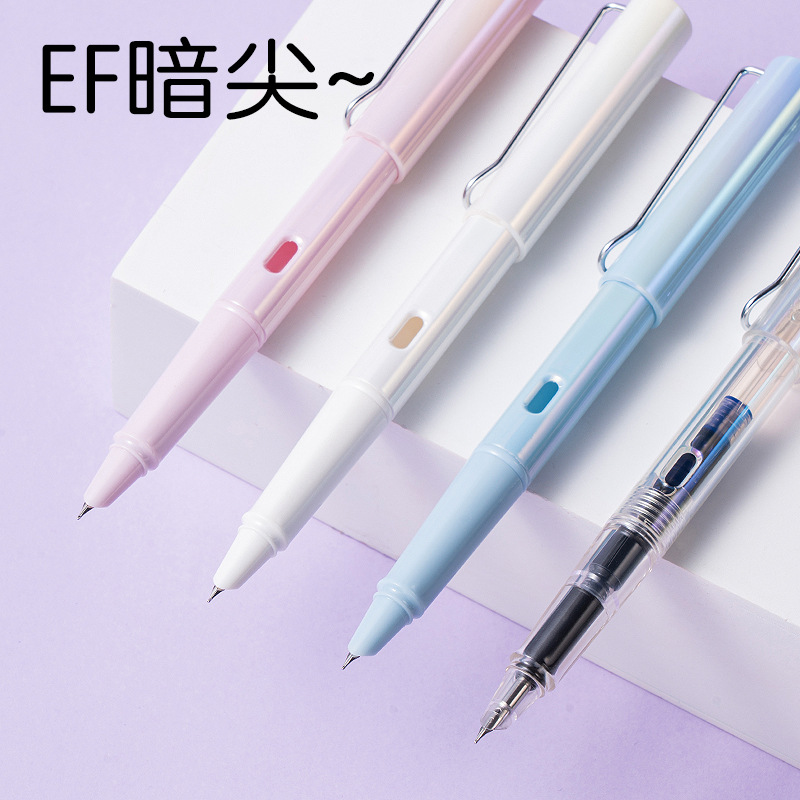 Delit S5 - A pluma EF de punta oscura bolsa de tinta intercambiable pluma de entrenamiento de escritura conjunto azul cristalino (1 pluma + 2 bolsas de tinta / tarjeta) image 2