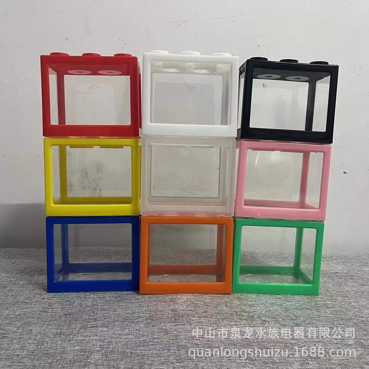 Bloque de construcción cubo tanque de peces pequeño Douyu Pavo Real pantalla Caja de aislamiento HD escritorio tanque de peces de 6 hoyos de alta transparente tanque de peces