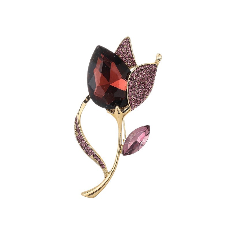 Elegante kristallen tulp broche voor dames hoogwaardige corsage speld_voghion.com