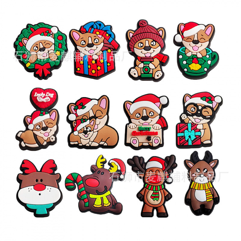 Christmas shoe charms, Christmas snow carnival night shoe buckles, clog shoe accessories, PVC soft rubber decorations, DIY accessories, cross-border Christmas shoe charms, Christmas snow carnival night shoe buckles, clog shoe accessories, PVC soft rubber decorations, DIY accessories, cross-border