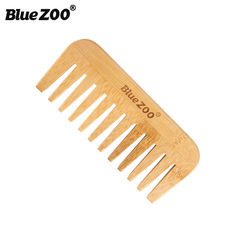 Bluezoo Cross-border E-commerce Bestselling Bamboo Handle Wide-toothed Comb for Men's Beard and Hair, Portable Wooden Hairbrush