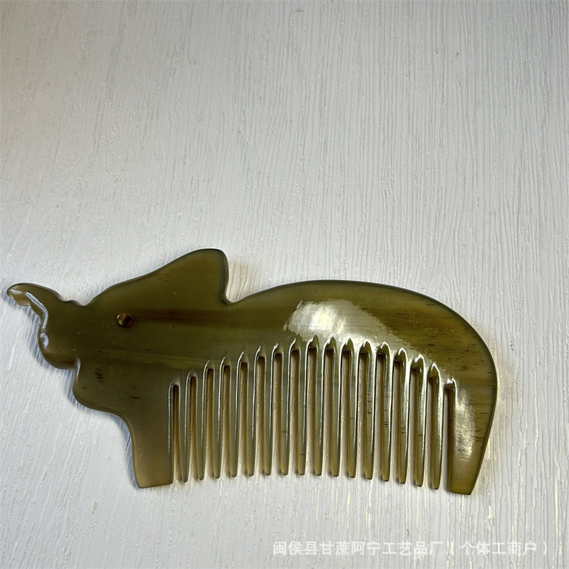 Yak Horn Comb Elephant Fine Tooth Scalp Massage Comb 10-15CM Engraved Gift details