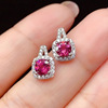 Tourmaline fashionable earrings, internet celebrity, diamond encrusted