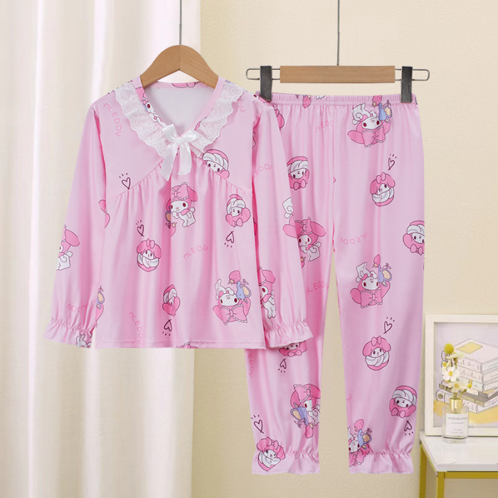 Primavera y otoño pijamas infantiles manga larga princesa de dibujos animados para niños pequeños bebés adultos aire acondicionado conjunto de ropa para el hogar