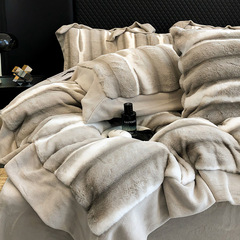 High-end winter milk velvet four-piece set, coral velvet, light luxury, high-end feeling, double-sided thickened warm bedding set