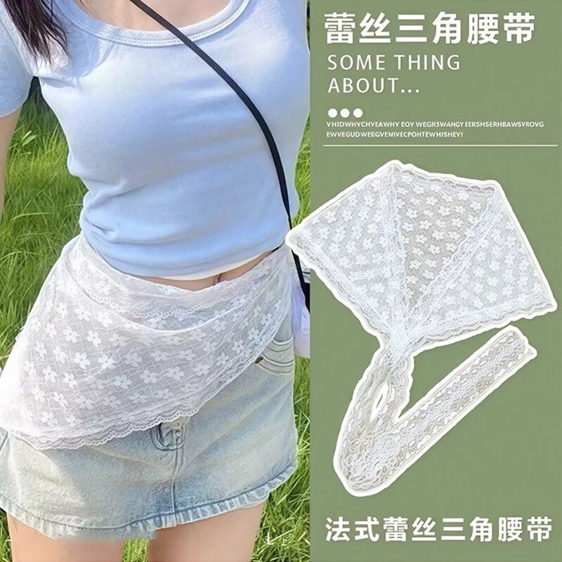 French Style Lace Triangle Scarf Headscarf Hair Accessories dress Belt Waist Scarf Pastoral Style Silk Scarf Stacked with Tie Accessories French Style Lace Triangle Scarf Headscarf Hair Accessories dress Belt Waist Scarf Pastoral Style Silk Scarf Stacked with Tie Accessories