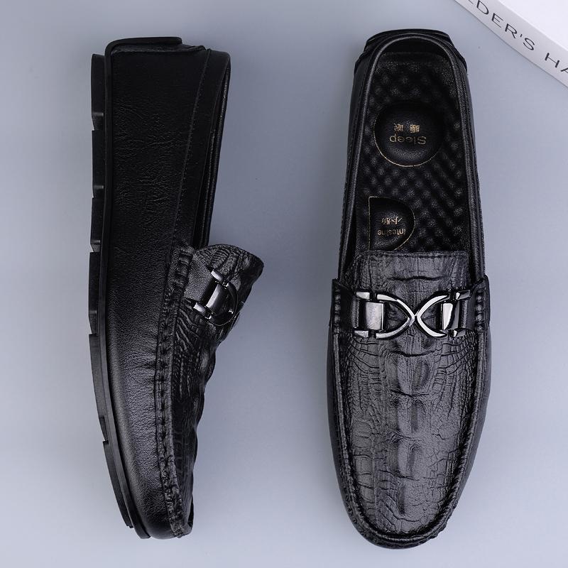Al por mayor cocodrilo hombre de otoño de moda respirable anti-deslizante zapatos de soja hombre cuero suave zapatos casuales Lefour