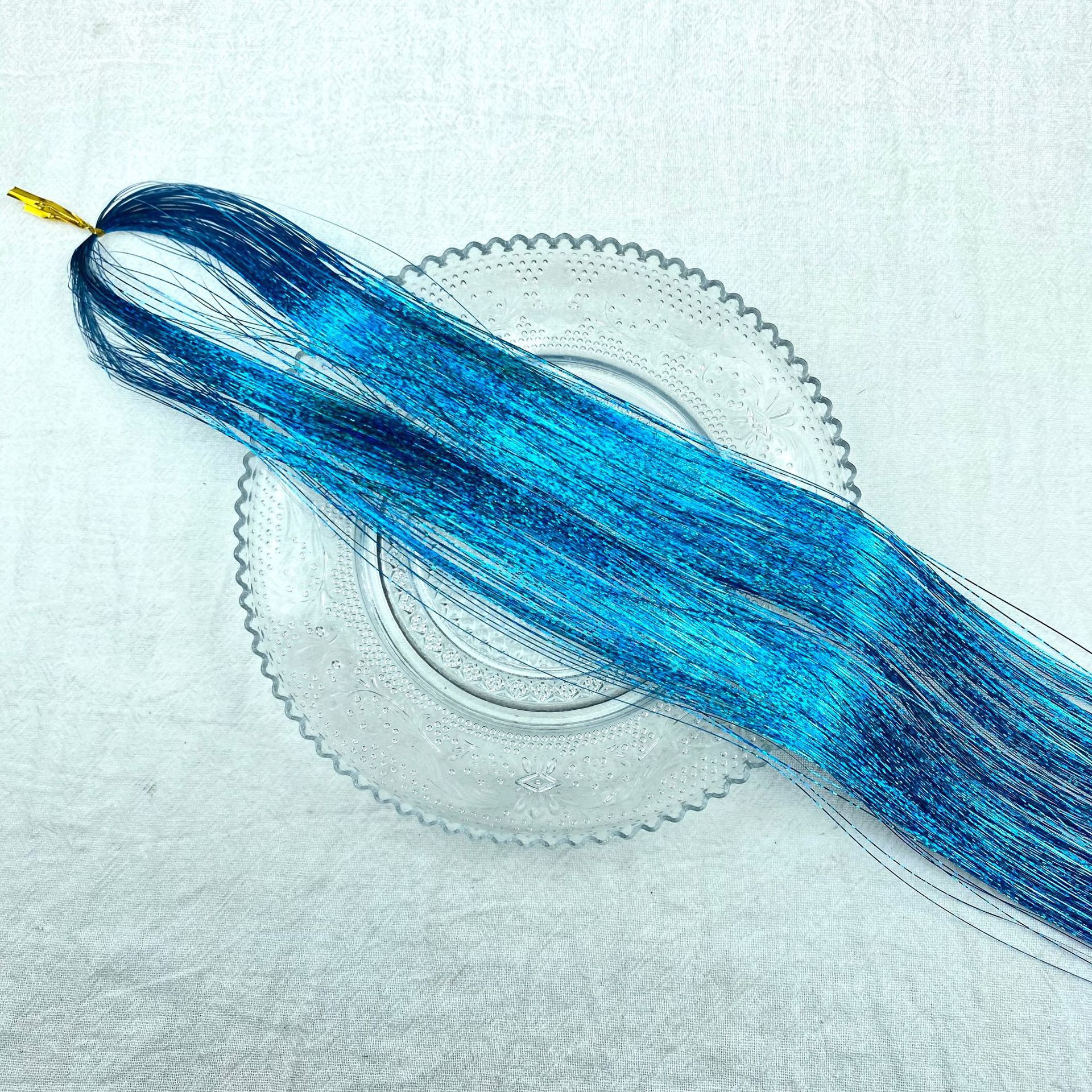 Extensiones transfronterizas de cabello tinselhair láser PET oro cabello conjunto de cabello de cebolla brillante peluca colorido fantasía