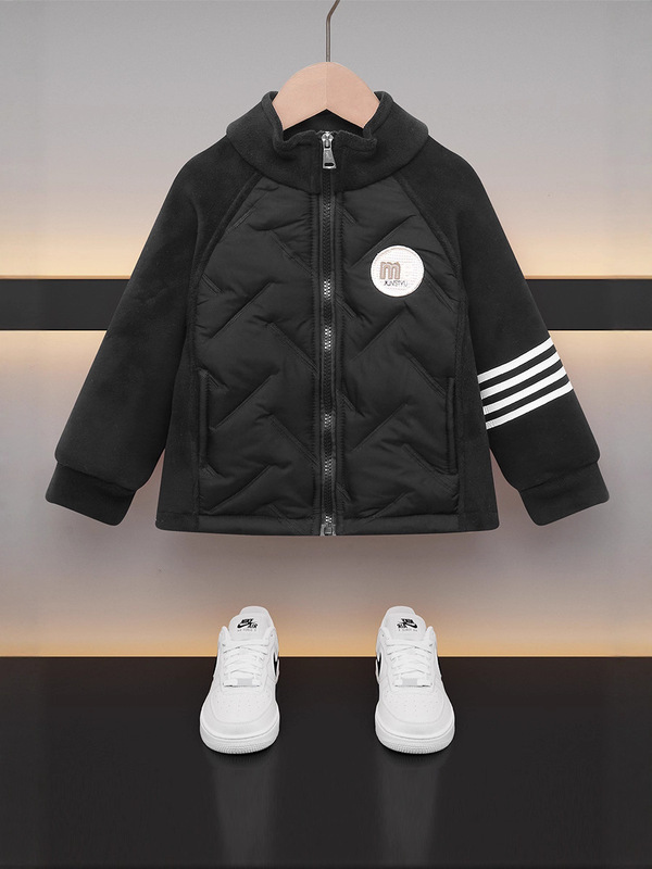 男の子と女の子向けの秋冬の学生服、キルティング冬用ジャケット、中型および大型の子供用ベルベットトップス、暖かい綿の服、子供用ジャケット|undefined