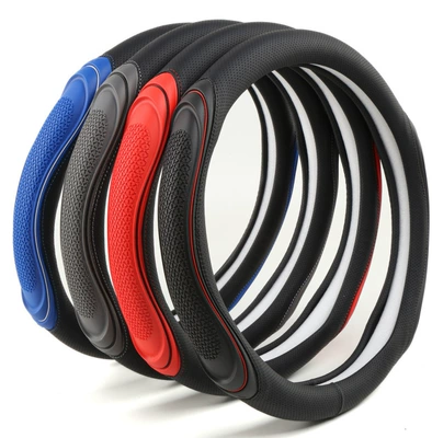 Cover Available in All Seasons, Concave | Steering wheel cover - new-nailed-film-o-type-black-and-red-38cm