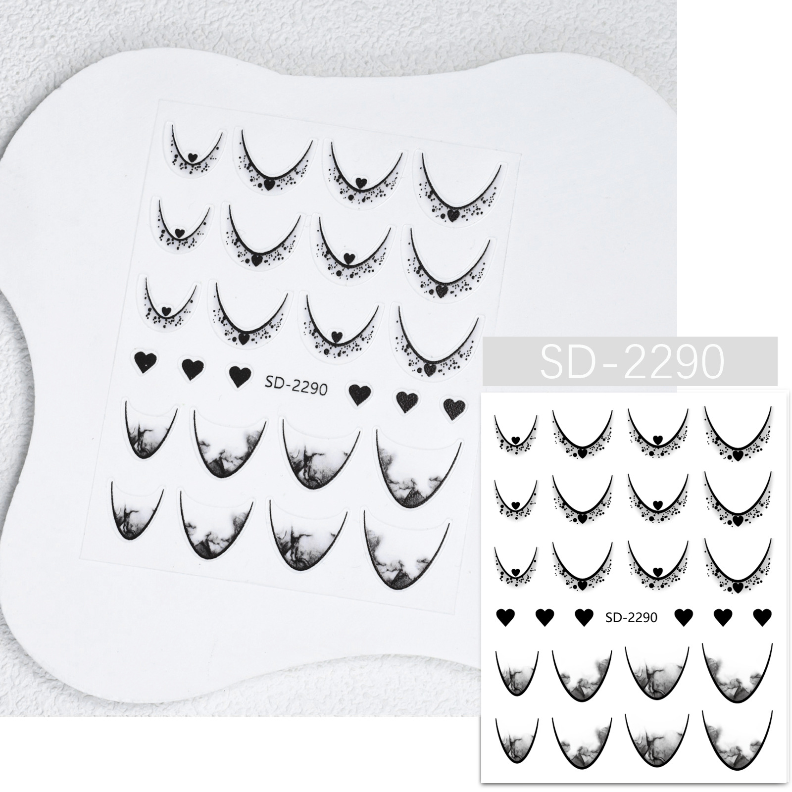 Nail Art French Red Red Nail Etiqueta engomada hueca Plantilla de degradado de inyección de tinta Etiqueta auxiliar Nueva línea de pegatina decorativa de sonrisa