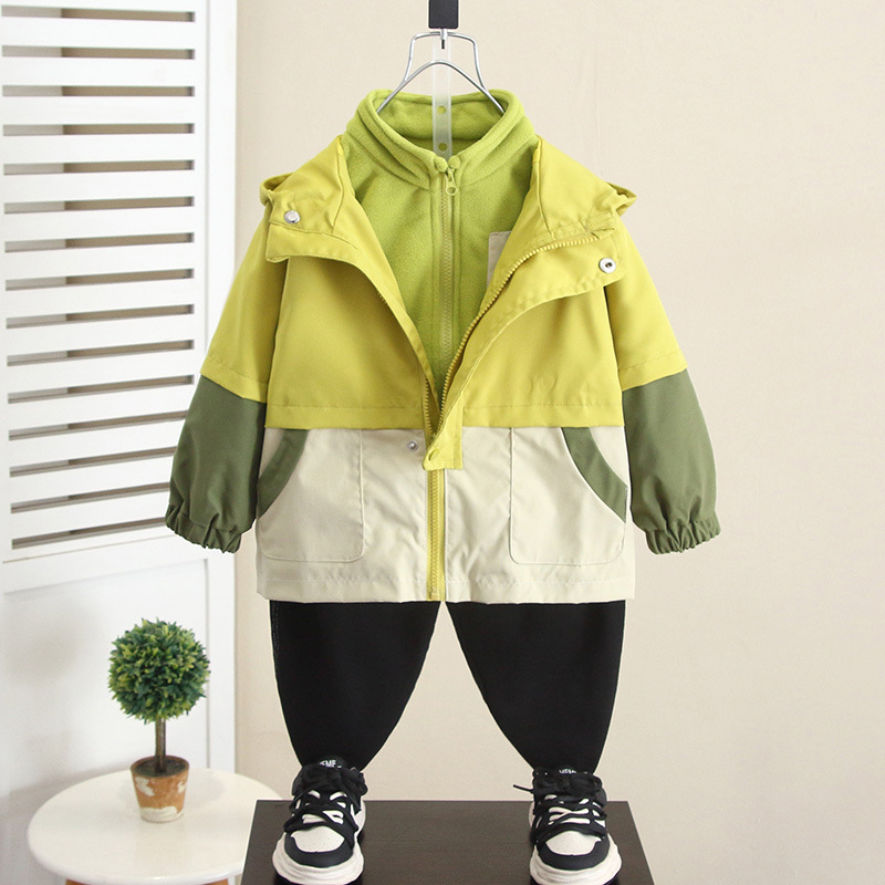 6345 Ropa para niños Chaquetas para niños Tres en uno 2025 Primavera y otoño Nuevo estilo Abrigo de otoño para bebés Pelusa polar para niños