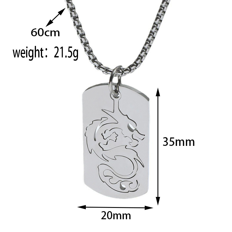 Personality Chinese Dragon Hollow Men's Necklace Domineering Titanium Steel Dragon-Shaped Vintage Pendant AliExpress Hot-Selling New Arrival_colorza_1