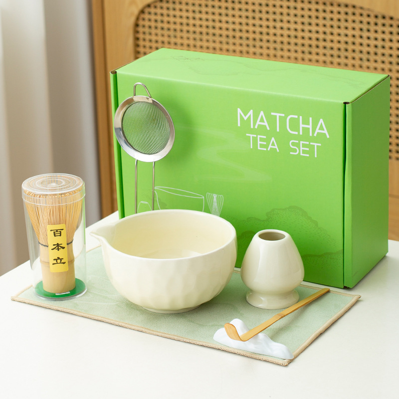 新款跨境日式陶瓷抹茶碗茶具套装茶刷宋代打抹茶工具竹茶筅百本立|undefined