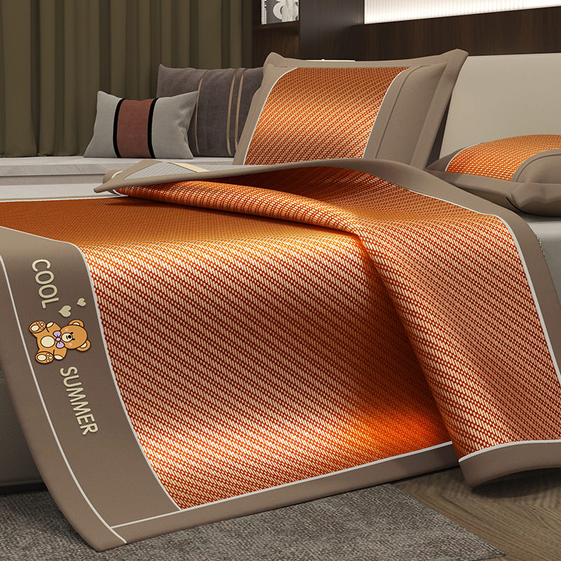 Summer ice silk and rattan mats, 2024 new summer soft mats, bed fitted sheets, bamboo mats—washable, wholesale for cross-border trade.