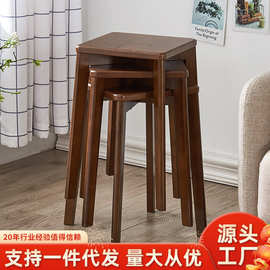 家逸实木餐椅方凳组合客厅餐厅餐凳可叠放高脚凳椅子凳子实木椅