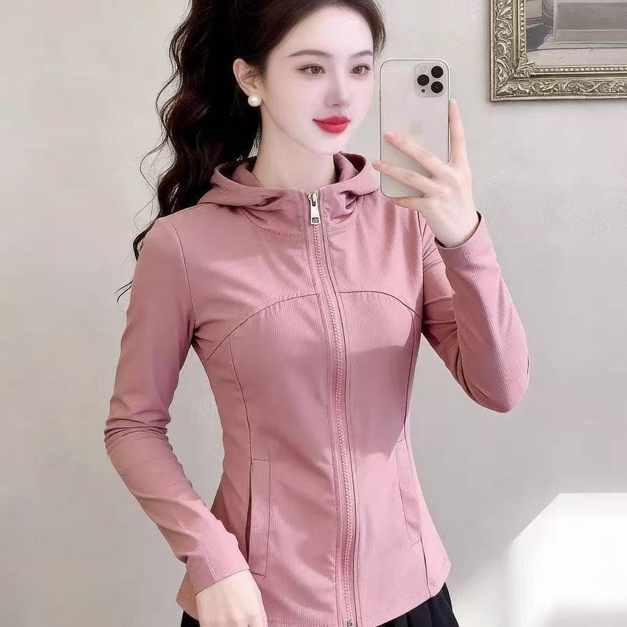 2026 Summer New Petite Short Ice Silk Quick-Drying Sun Protection Shirt Women's Outerwear Breathable Hooded Long-Sleeved Top