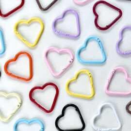 彩色爱心烤漆金属弹簧扣包挂钥匙扣头串珠手工diy材料饰品配件