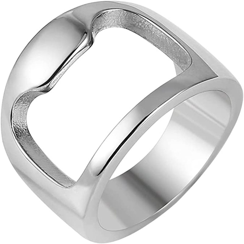 Men's Stackable Titanium Steel Beer Bottle Opener Ring_voghion.com
