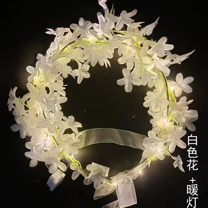 Mori nueva transfronteriza Hawaiana luminosa Garland accesorios para el cabello Súper diadema de hadas al aire libre punto escénico Foto Garland suministro