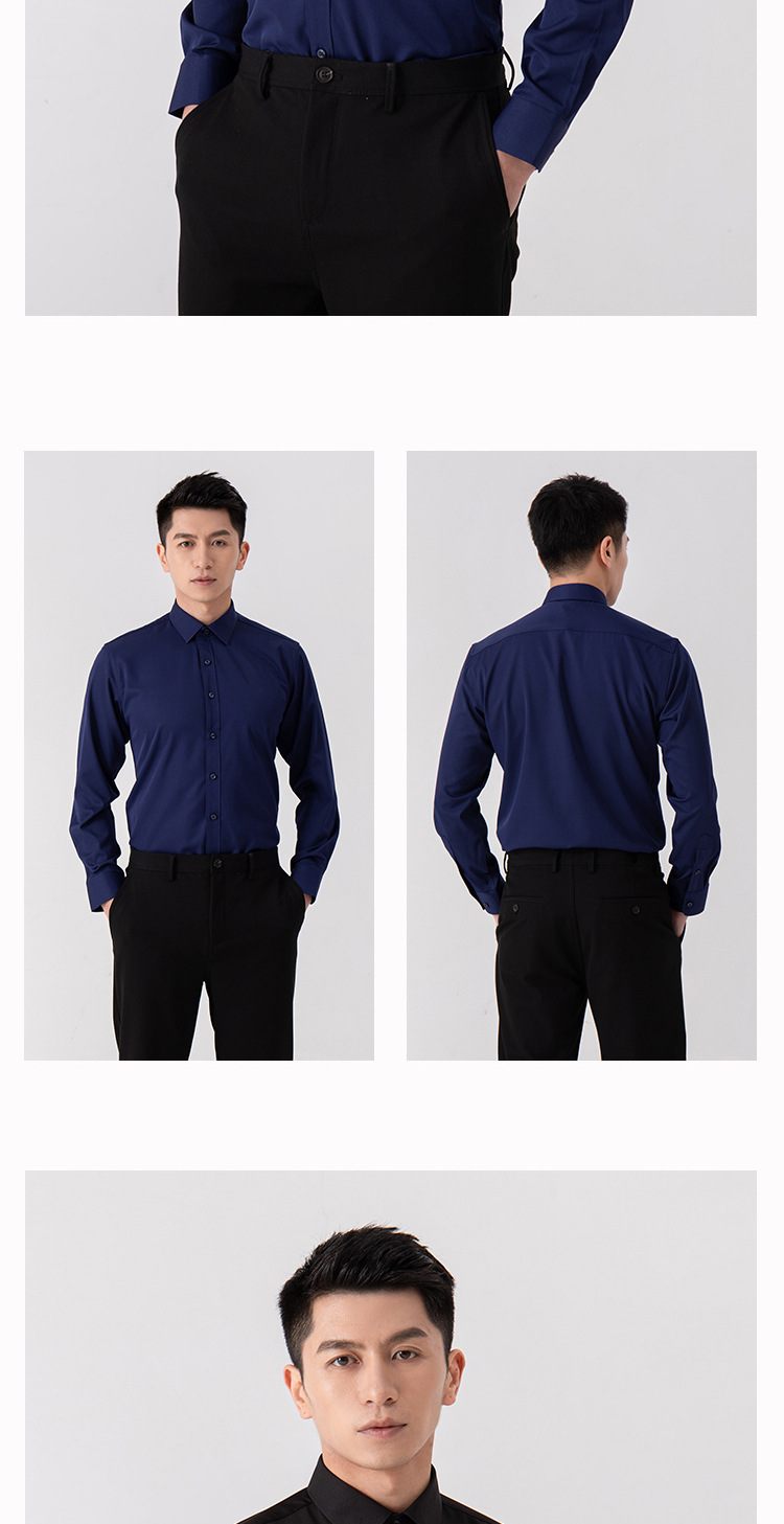 2022新款工装定制衬衫弹力抗皱商务修身免烫跨境长