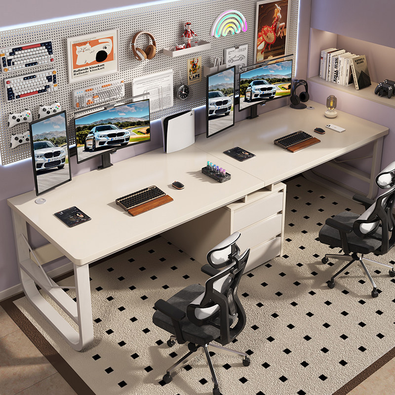 Double Computer Desk, Desktop Home Office Desk with Drawers, Gaming Desk for Two People, Long Desk, Work Desk, Table Double Computer Desk, Desktop Home Office Desk with Drawers, Gaming Desk for Two People, Long Desk, Work Desk, Table