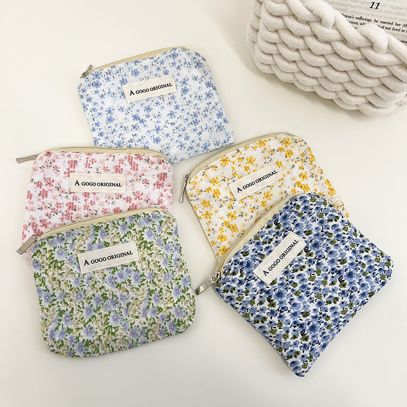 2022 New Style Fresh Coin Purse Small Floral Artistic Storage Lipstick Air Cushion Card Bag Portable Women's Wallet