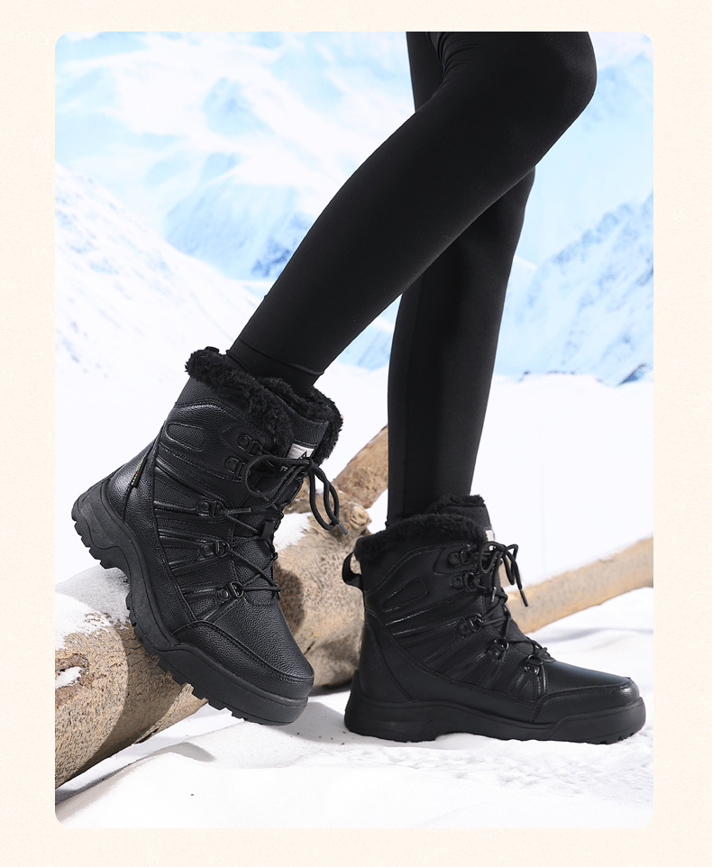 Winter Snow Boots, Plush Warm Cotton Shoes, Wear-resistant And Windproof Sports, Outdoor Hiking Shoes, High Top Women's Boots, Cross-border Plus Size_voghion.com