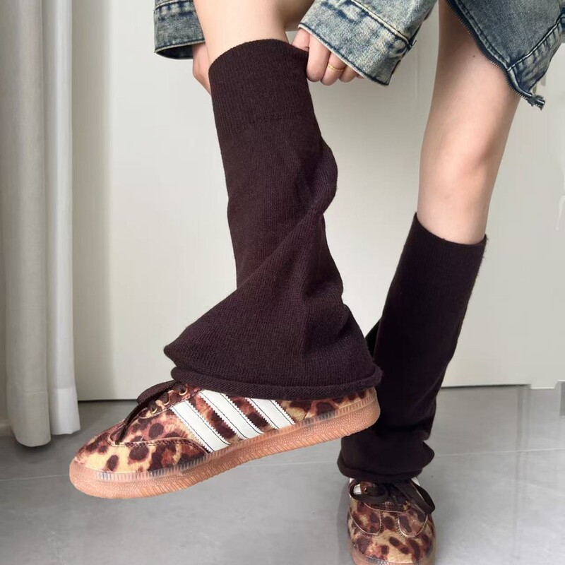 Autumn and Winter Melard Leg Warmers, Thickened Wide-Leg Calf Socks, Knitted Flared Slouch Socks, Wool Ankle Protection Socks