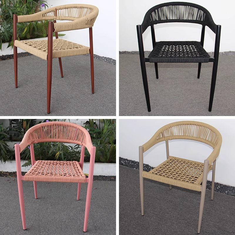 Sillas al aire libre nórdicas patio al aire libre villa silla de jardín silla de relajación silla de comedor de aluminio de caña