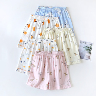Summer New Women's Pajama Pants Shorts Cotton Gauze Women's Home Triple Pants Cotton Yarn Thin Hot Pants Sweat Absorbing Wholesale