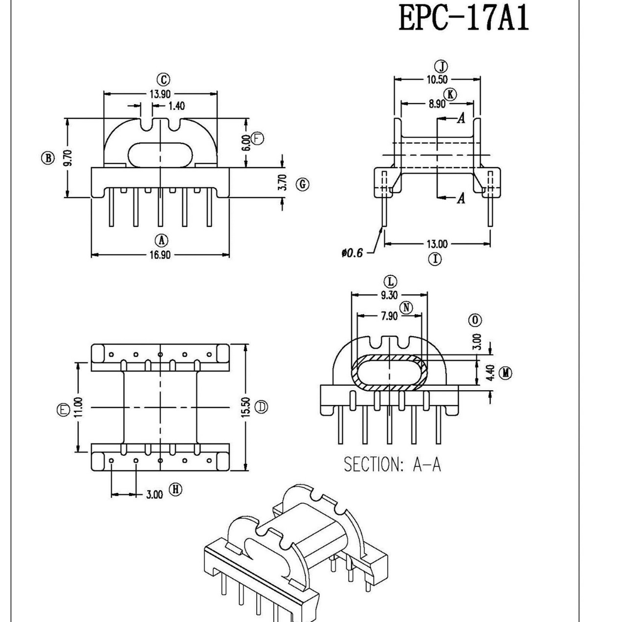 厂家直销 EPC17骨架 电木骨架 直插卧式5+5骨架