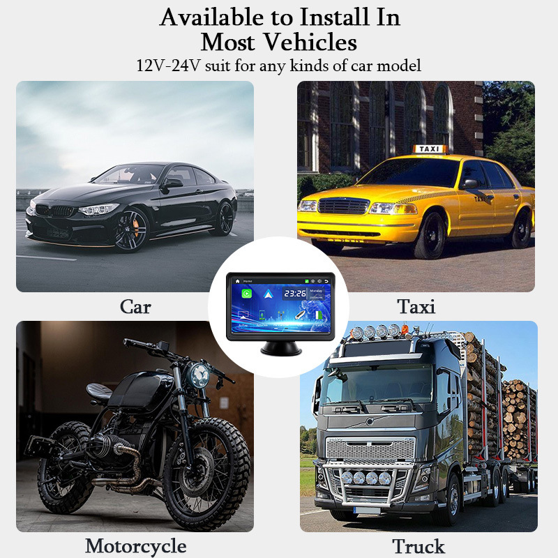 Cross-Border Export Car Smart Screen 7inch Universal Ips Portable Navigation Wireless Carplay Bluetooth Mp5 Car