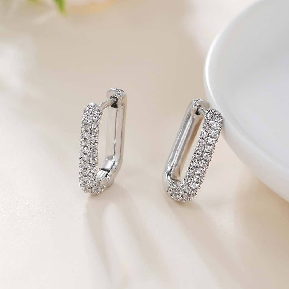 Fashion U Shape Copper Plating Zircon Earrings 1 Pair