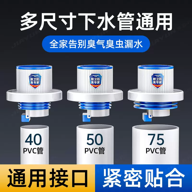 下水管道防返臭神器密封塞厨房洗衣机排水管密封圈封口盖5075通用